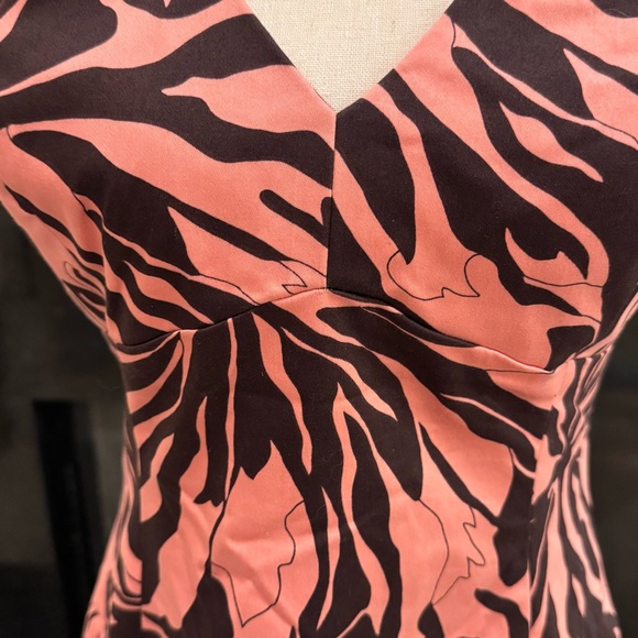 Jones New York Halter Dress Pink & Brown Abstract Print | Size 8P - Picture 2 of 8